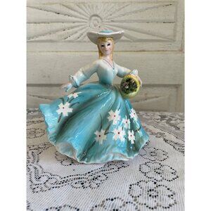 Vintage LEFTON Southern Belle with Flower Basket PLANTER #30008 6 1/2